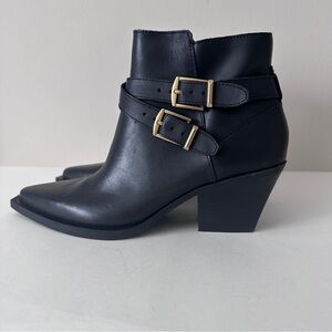 NEW Dolce Vita Ramone Buckle Black Leather Western Style Ankle Boots Sz 8